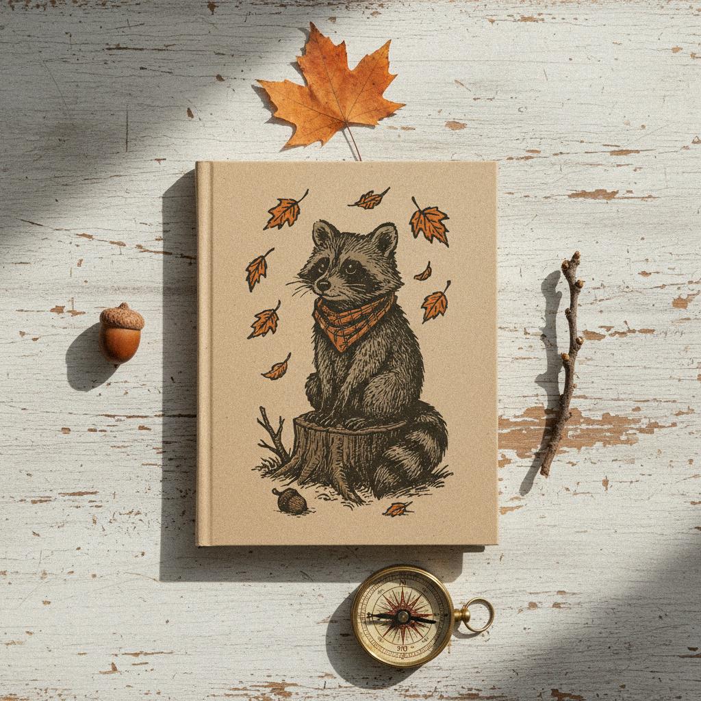 Autumn Raccoon PNG, Woodland Animal Digital Download - 300 DPI Design for