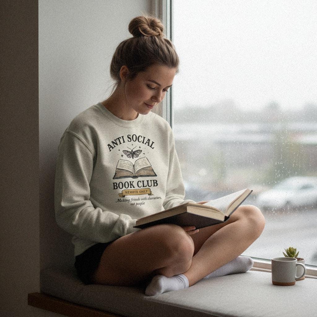 Anti Social Book Club PNG, Book Lover Digital Download - 300 DPI Design