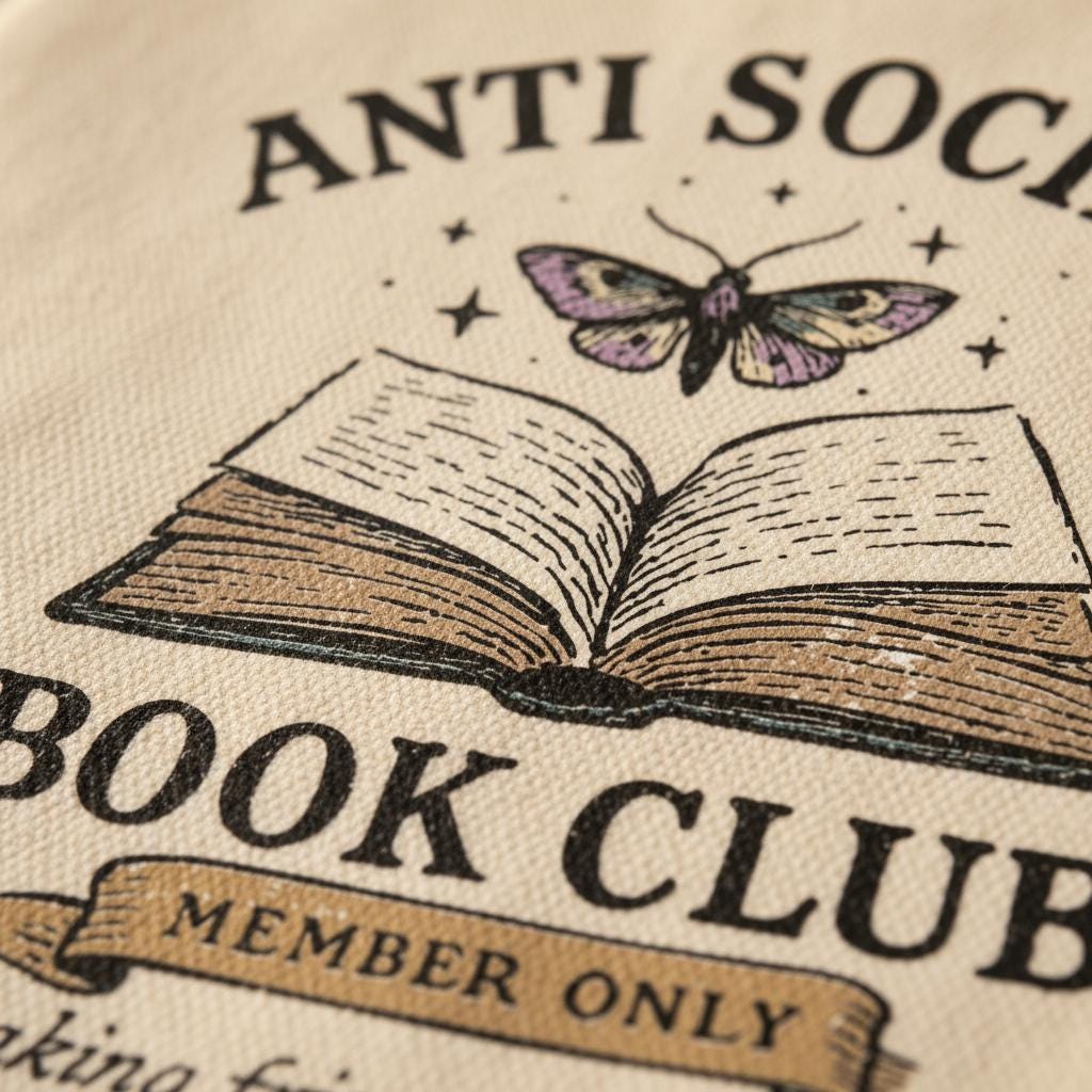 Anti Social Book Club PNG, Book Lover Digital Download - 300 DPI Design