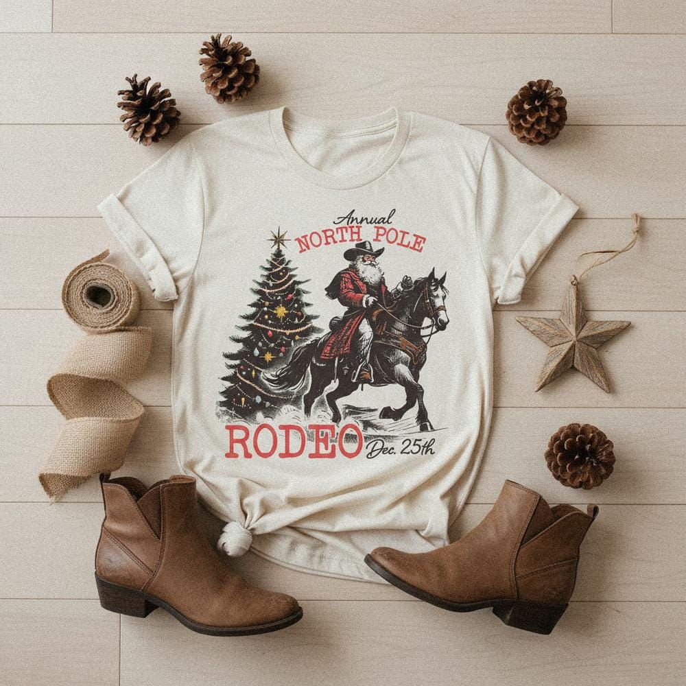 Annual North Pole Rodeo PNG, Santa Cowboy Christmas Shirt - 300 DPI