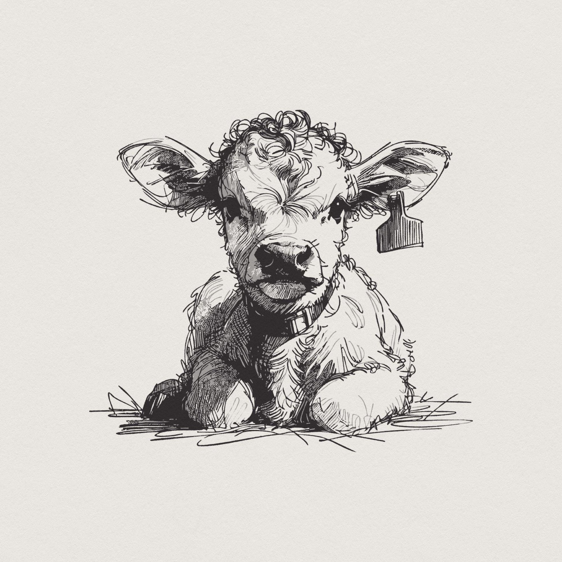 Adorable Calf PNG, Cute Farm Animal - 300 DPI Design for T-Shirt