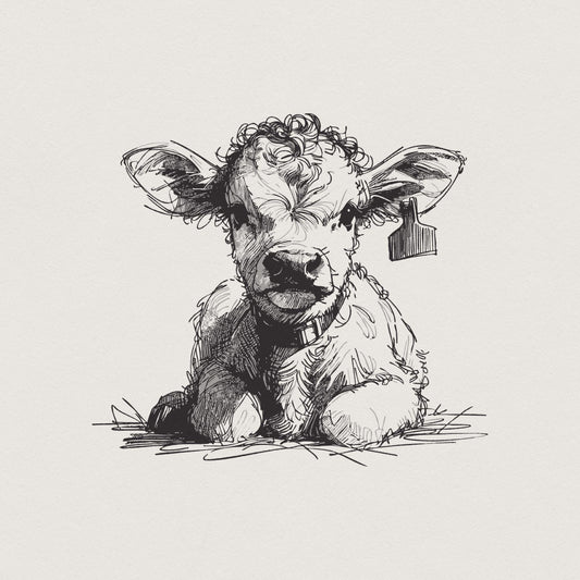 Adorable Calf PNG, Cute Farm Animal - 300 DPI Design for T-Shirt