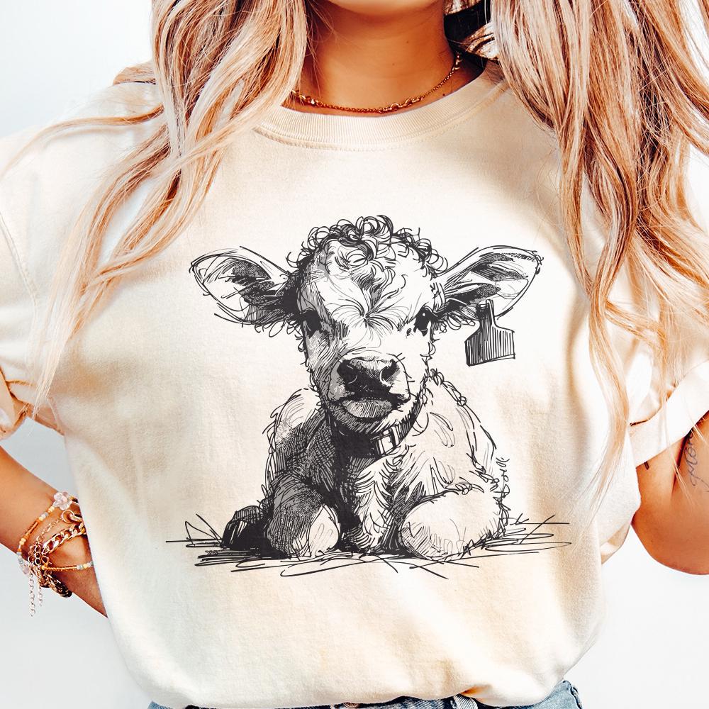 Adorable Calf PNG, Cute Farm Animal - 300 DPI Design for T-Shirt