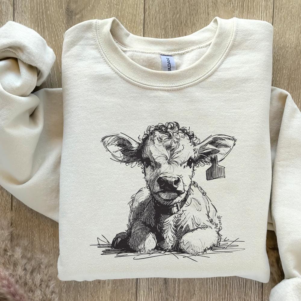 Adorable Calf PNG, Cute Farm Animal - 300 DPI Design for T-Shirt