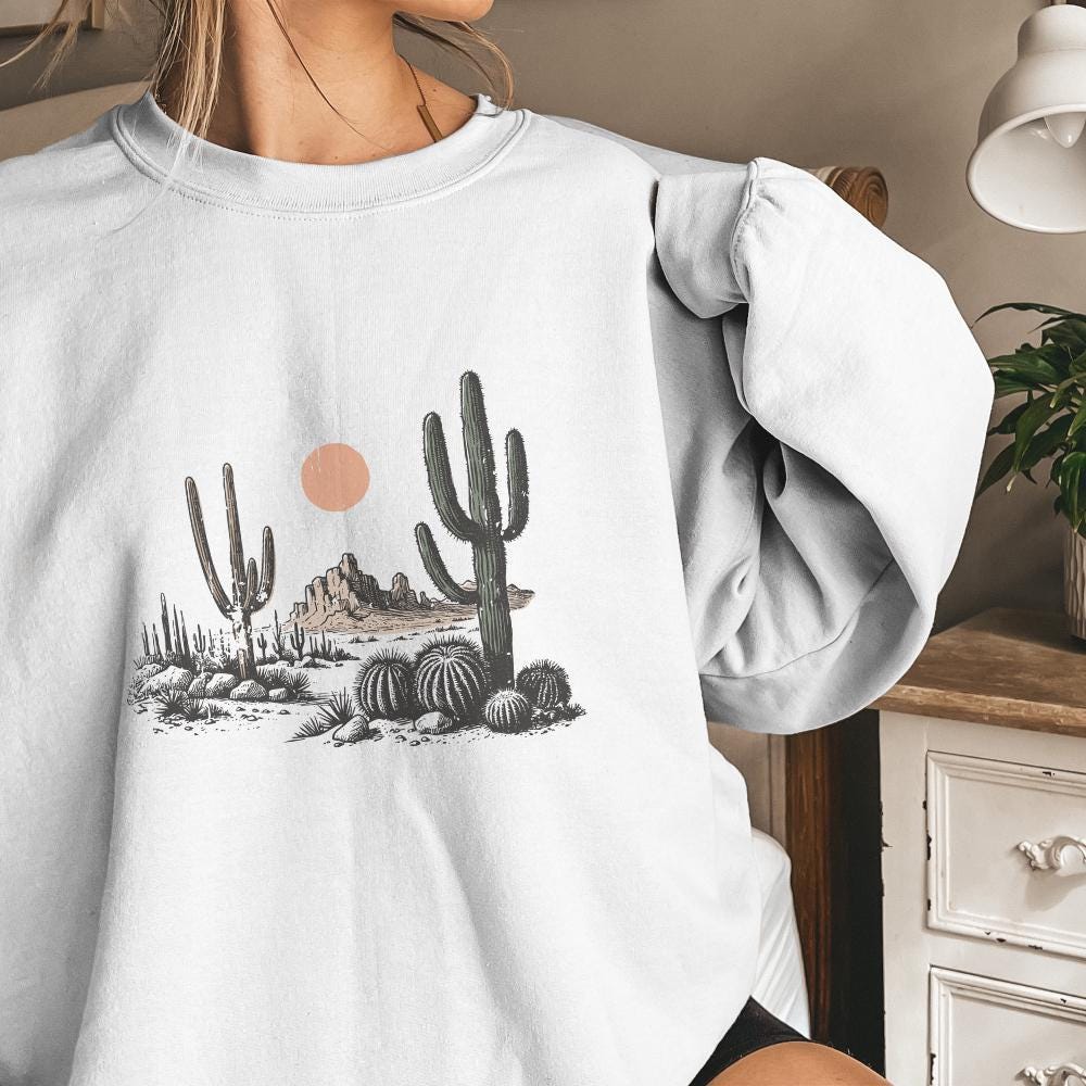 Desert Sunset Cactus PNG, Western Design Download - 300 DPI Design for