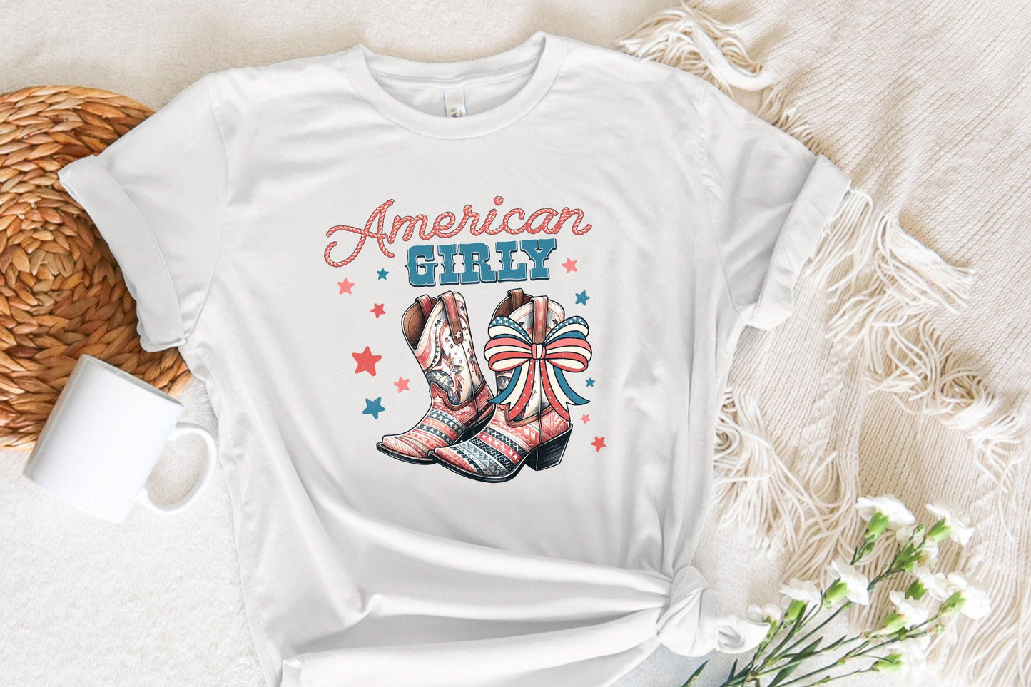 American Girly PNG, 4th of July Coquette - 300 DPI Design for T-Shirt