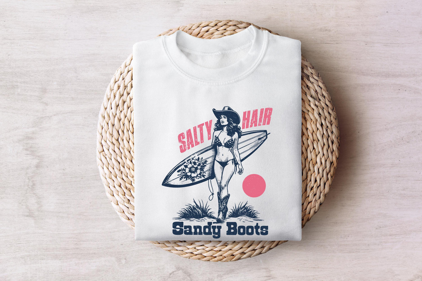 Salt Hair Sandy Boots PNG, Western Summer PNG - 300 DPI Design for T-Shirt