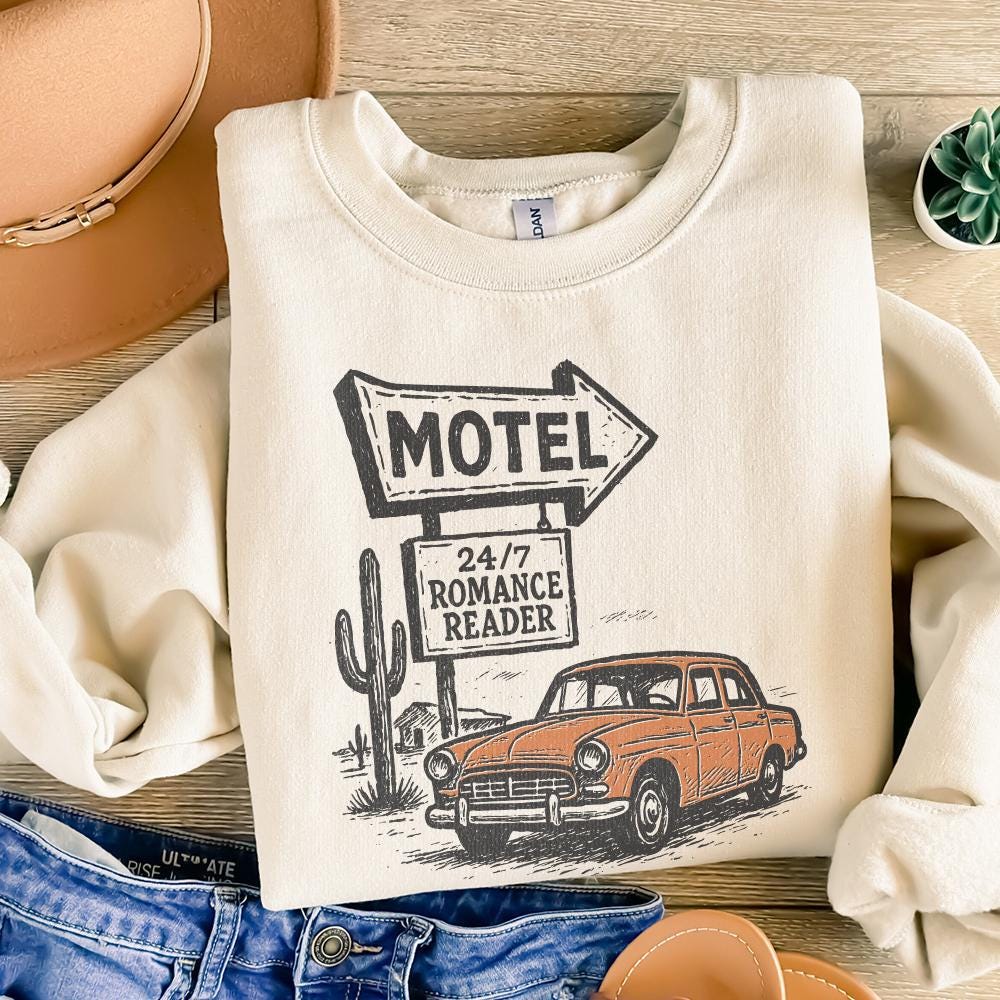 24/7 Romance Reader Motel PNG, Retro Car Art Digital Download - 300 DPI