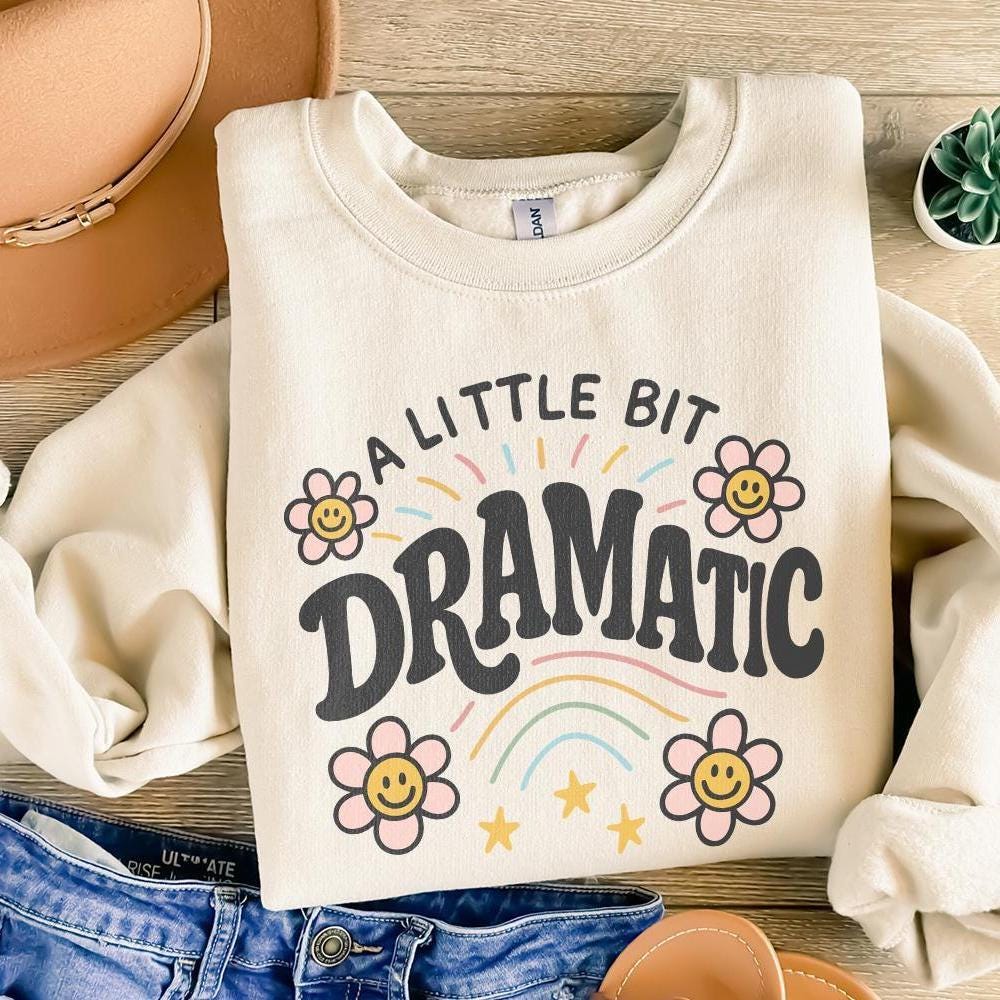 A Little Bit Dramatic PNG, Cute Retro Flowers and Rainbow Digital Art -