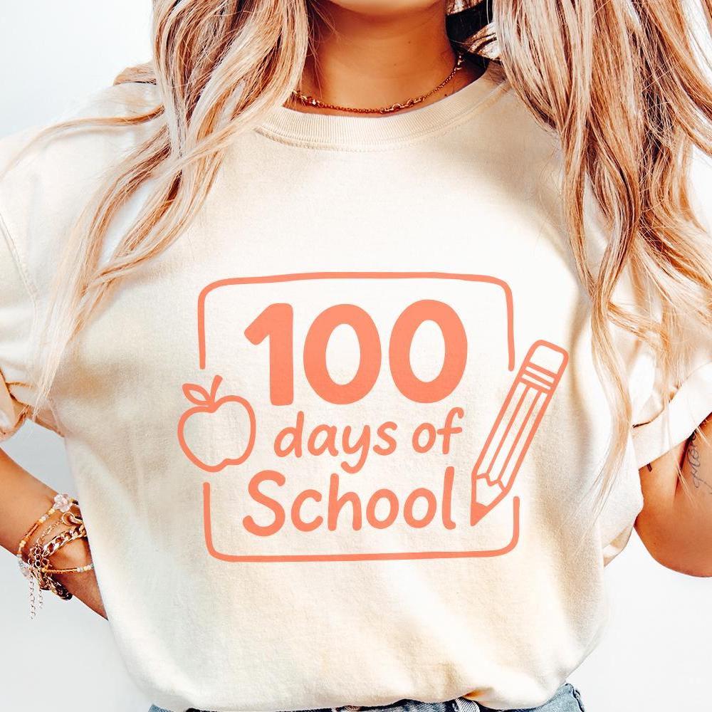 100 Days Of School PNG, Cute Apple And Pencil Digital Download - 300 DPI