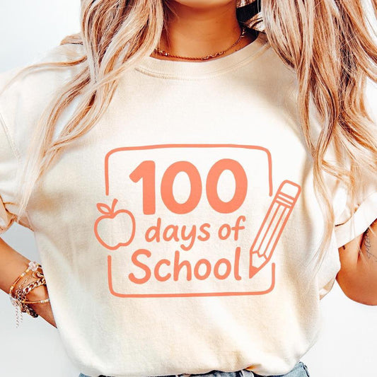 100 Days Of School PNG, Cute Apple And Pencil Digital Download - 300 DPI