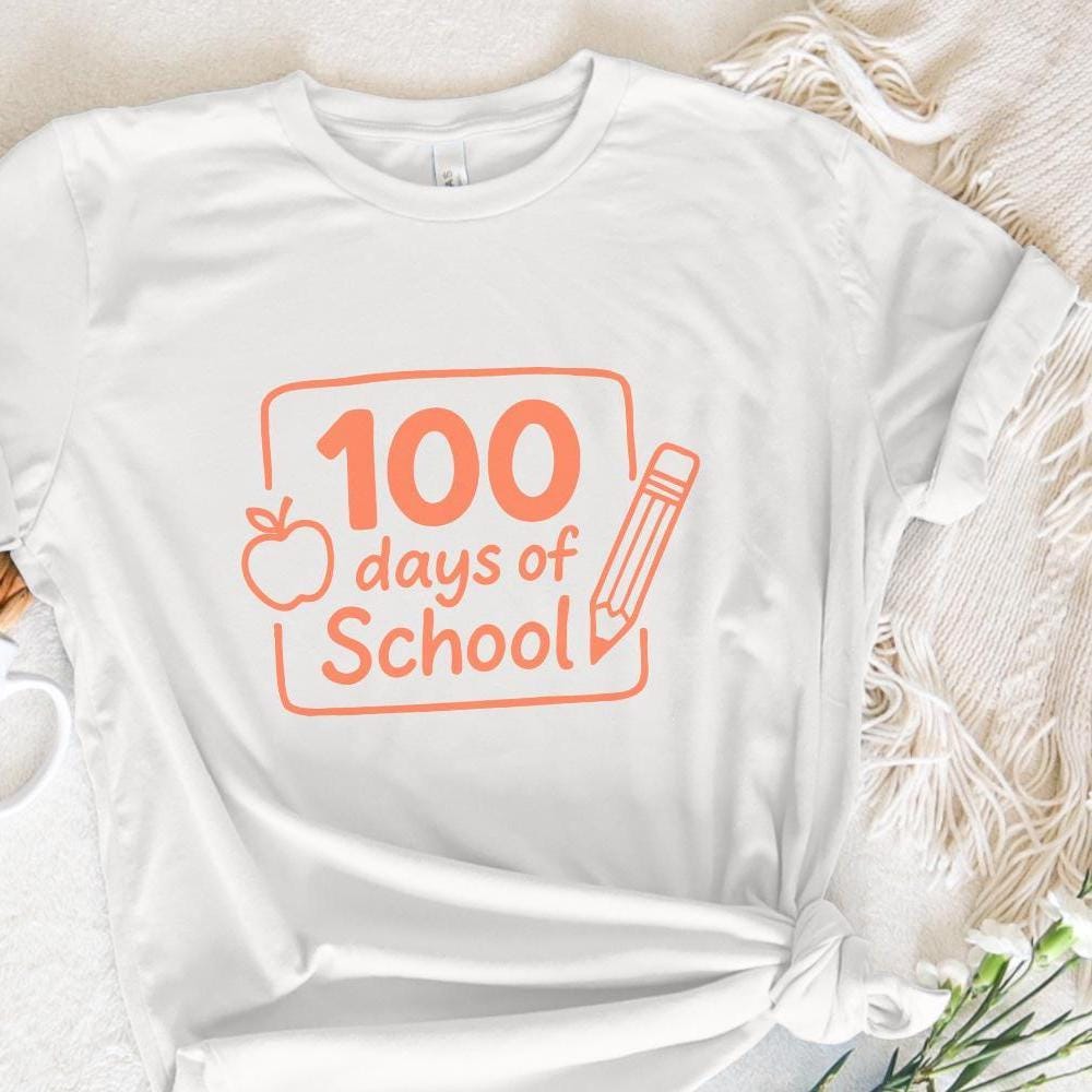 100 Days Of School PNG, Cute Apple And Pencil Digital Download - 300 DPI