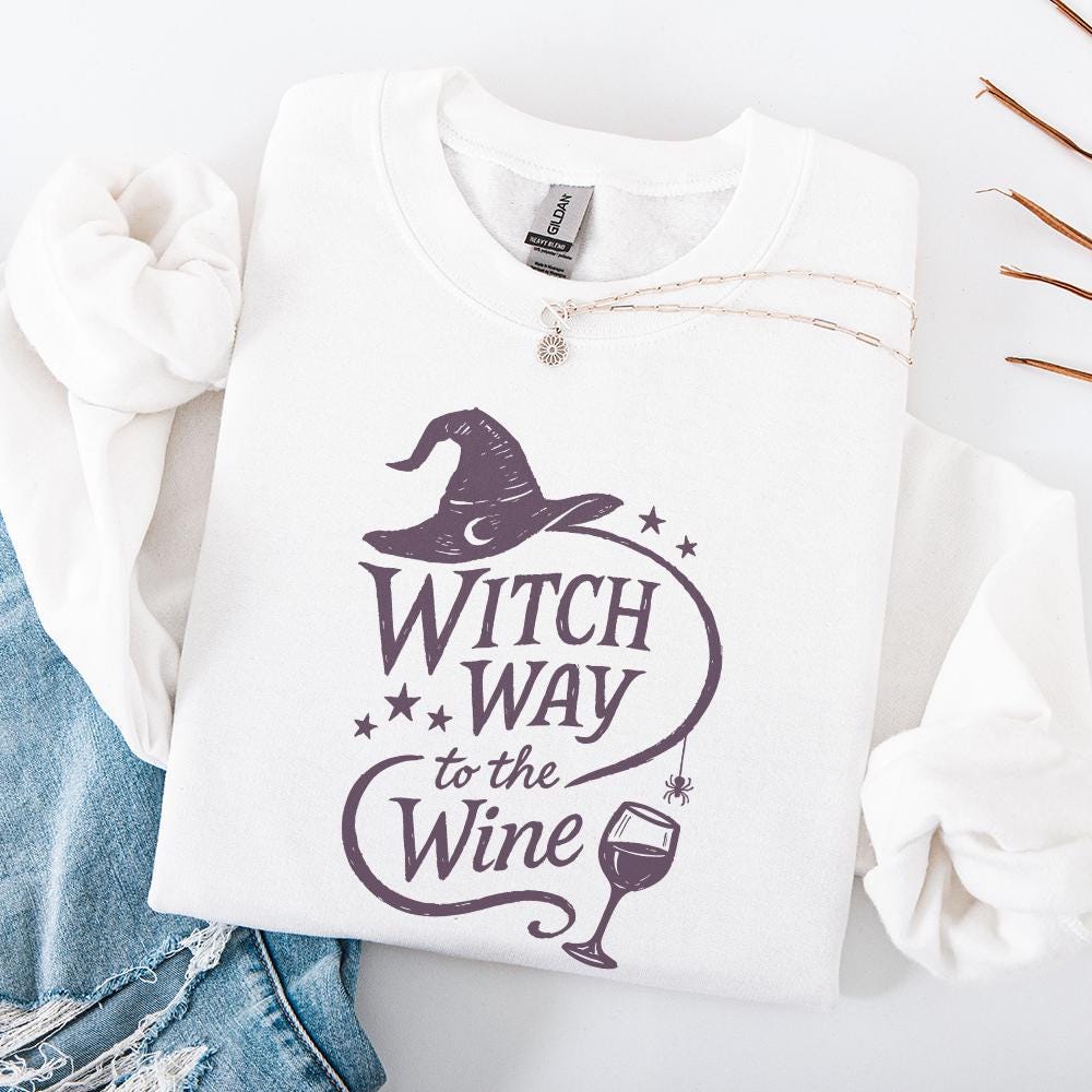 Witch Way To The Wine PNG, Funny Halloween Shirt Design - 300 DPI Design