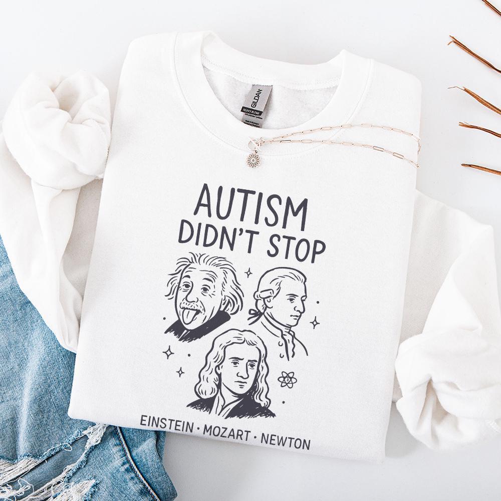 Autism Didn't Stop PNG, Inspirational Einstein Mozart Newton PNG - 300