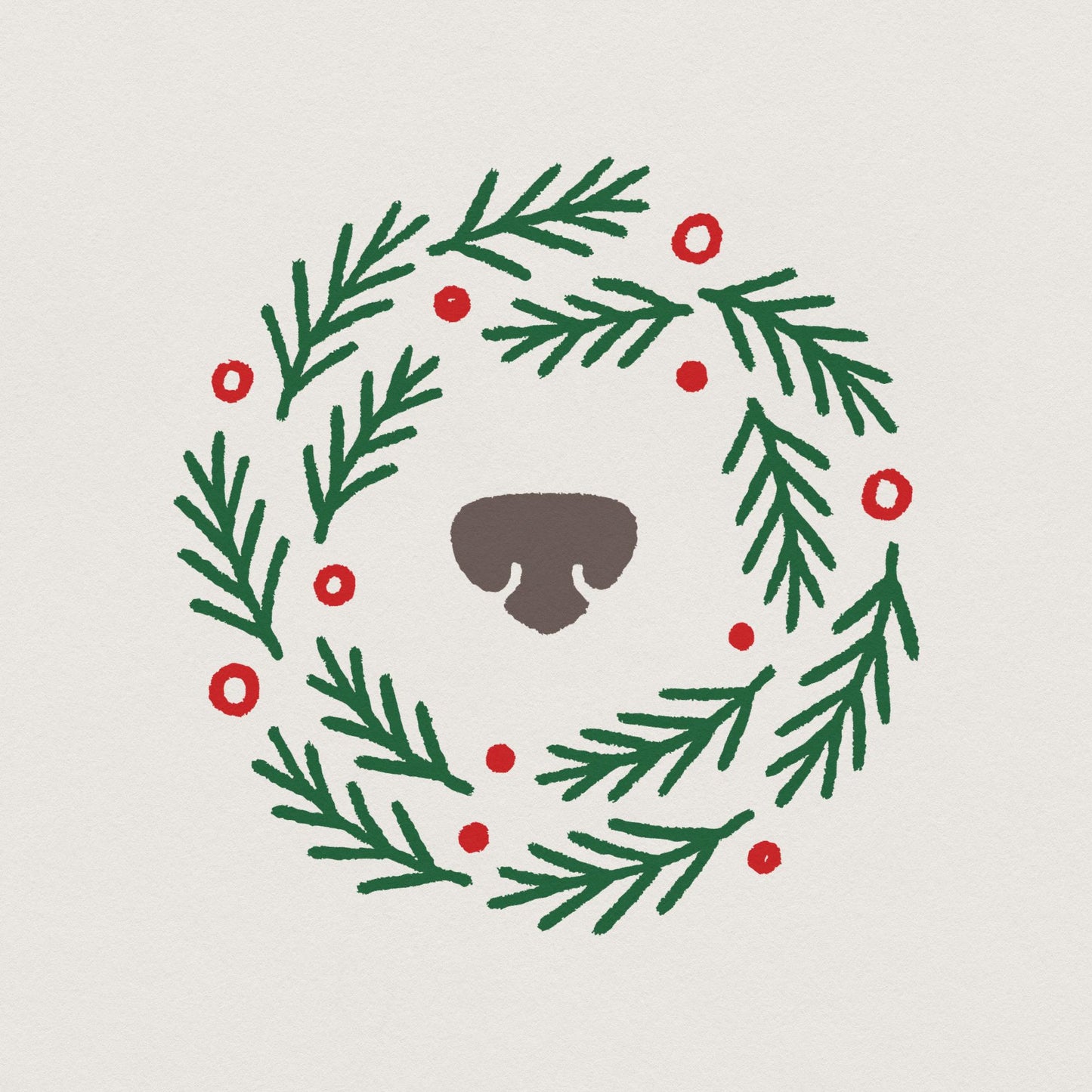 Wreath Bear Nose PNG, Cute Christmas Wreath PNG - 300 DPI Design for