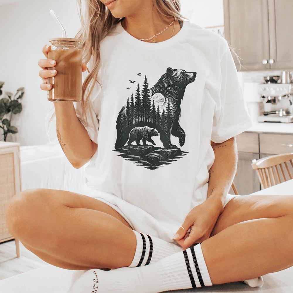 Bear Forest PNG Digital Download, Wilderness Wildlife PNG - 300 DPI