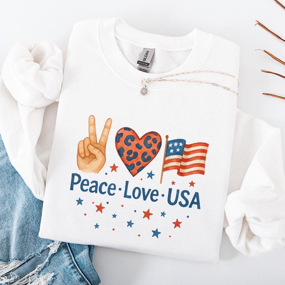 4th of July PNG, Peace Love USA - 300 DPI Design for T-Shirt