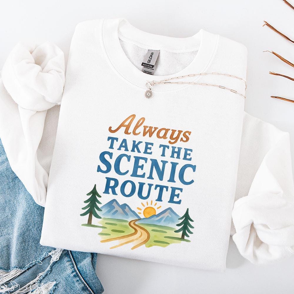 Always Take the Scenic Route, Camping Travel Adventure - 300 DPI Design