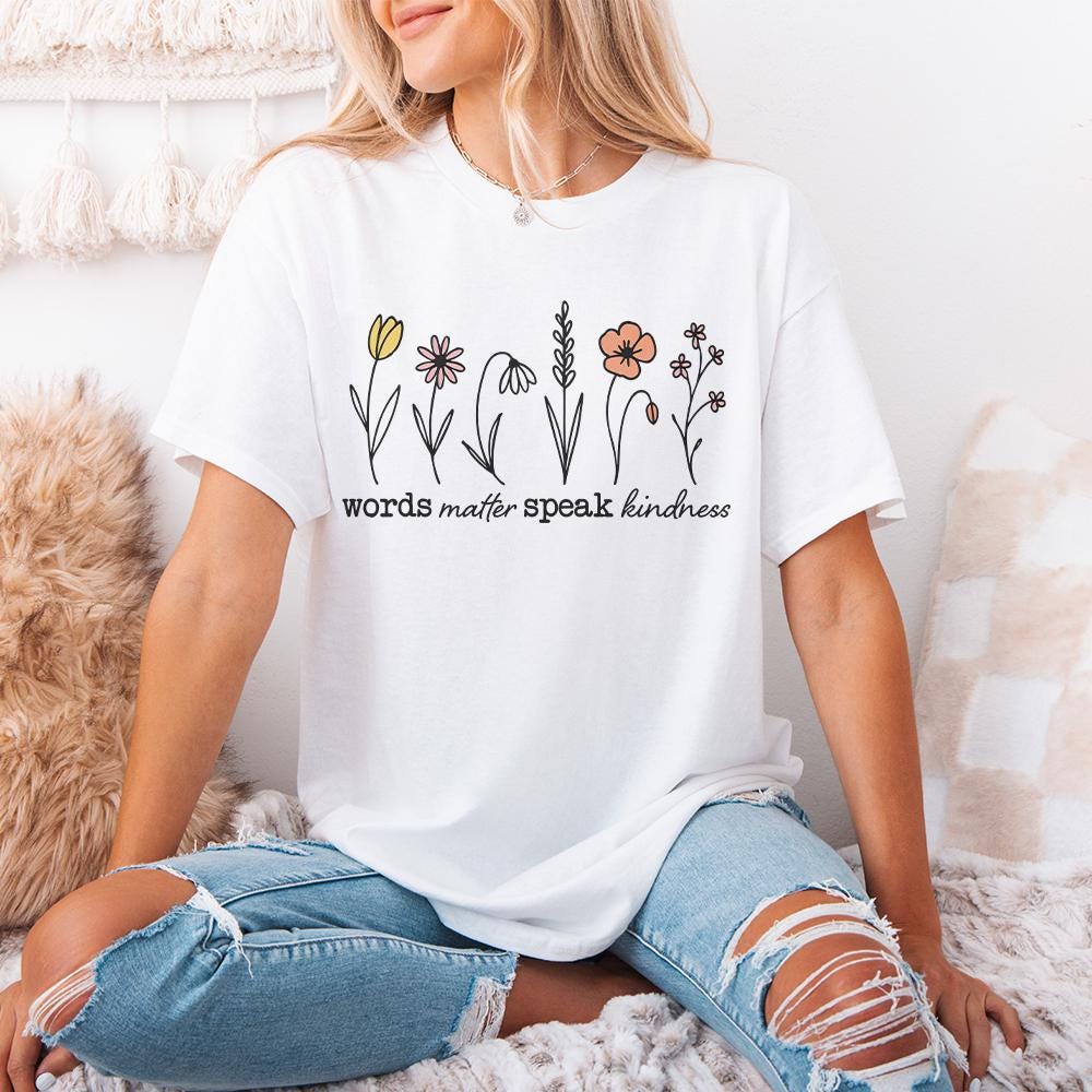 Words Matter Speak Kindness Boho Floral PNG, Inspirational Sublimation