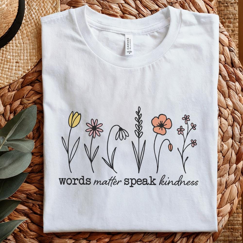 Words Matter Speak Kindness Boho Floral PNG, Inspirational Sublimation