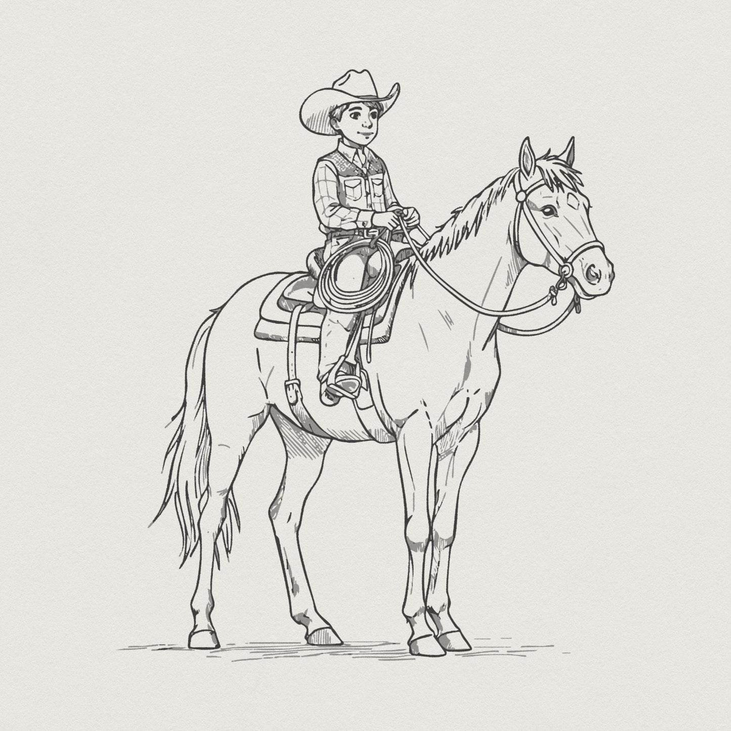 Baby Cowboy Ride, Cute Western PNG Clipart - 300 DPI Design for T-Shirt