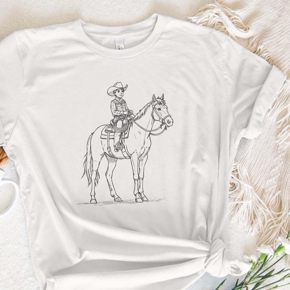 Baby Cowboy Ride, Cute Western PNG Clipart - 300 DPI Design for T-Shirt