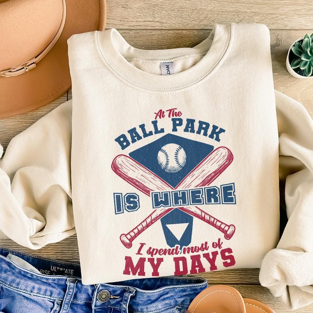 At The Ballpark Is Where I Spend Most Days PNG, Retro Baseball Mom - 300