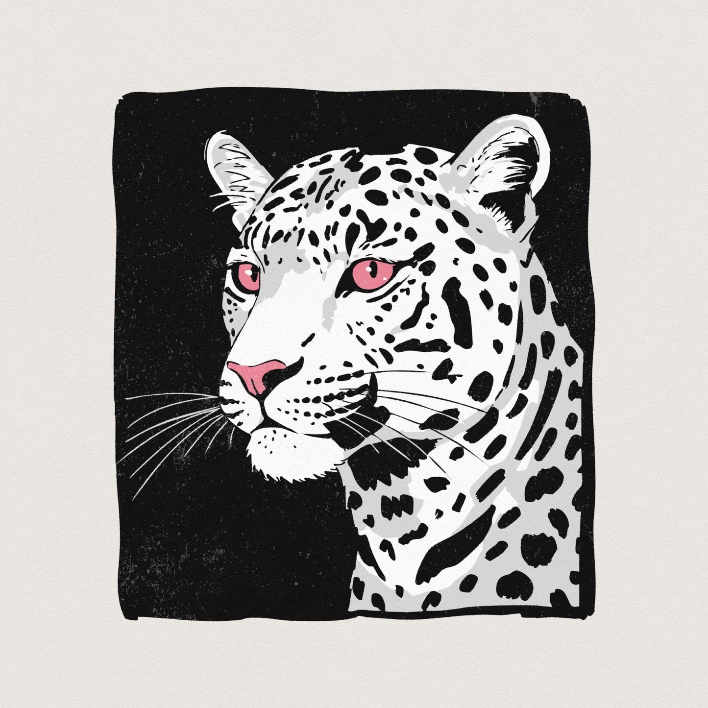Artistic Leopard PNG, Leopard with Pink Eyes Clipart - 300 DPI Design for