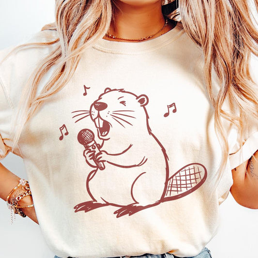 Beaver PNG, Singing Beaver png Clipart - 300 DPI Design for T-Shirt