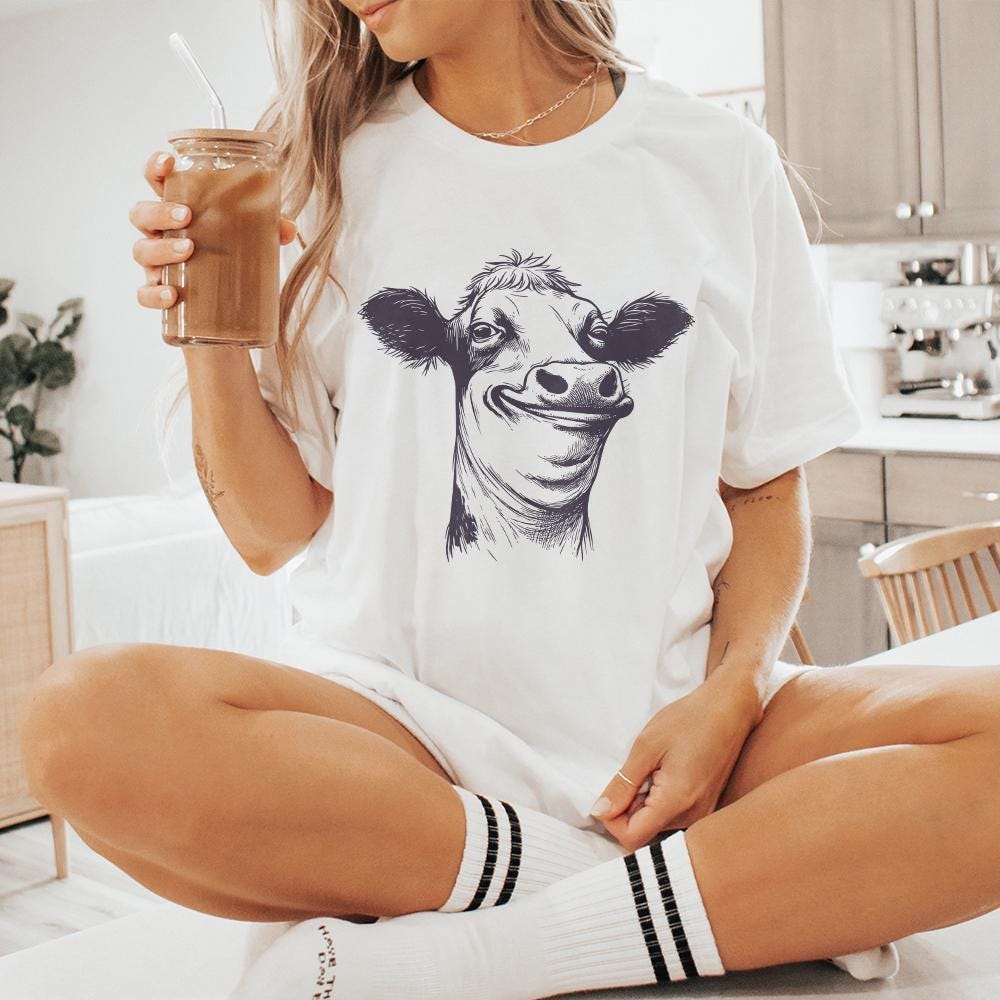 Quirky Cow Clipart Pack, Funny Heifer PNG - 300 DPI Design for T-Shirt