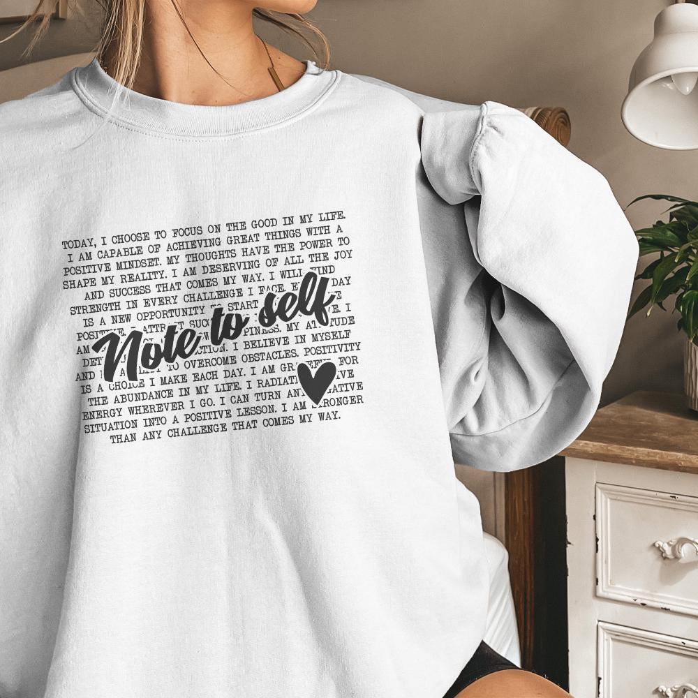 Note to Self PNG, Mental Health Motivational Sublimation Design - 300 DPI