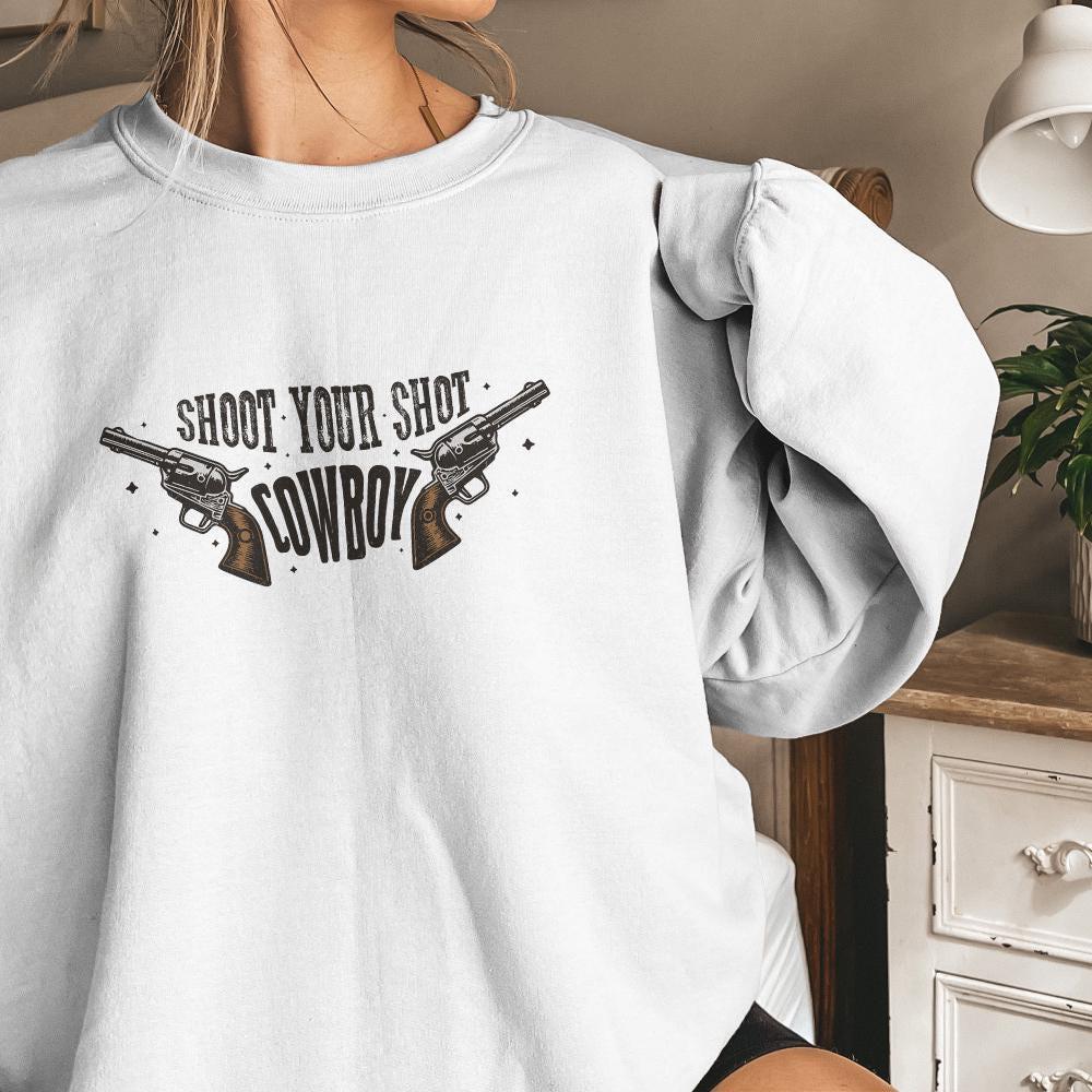Shoot Your Shot Cowboy Digital Download, Western PNG Design - 300 DPI