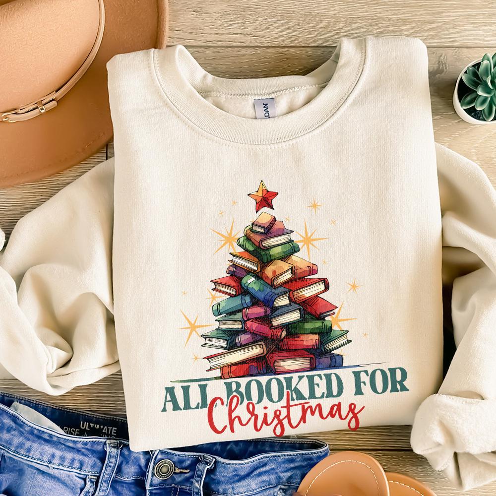 All Booked for Christmas Png, Christmas Books Png - 300 DPI Design for