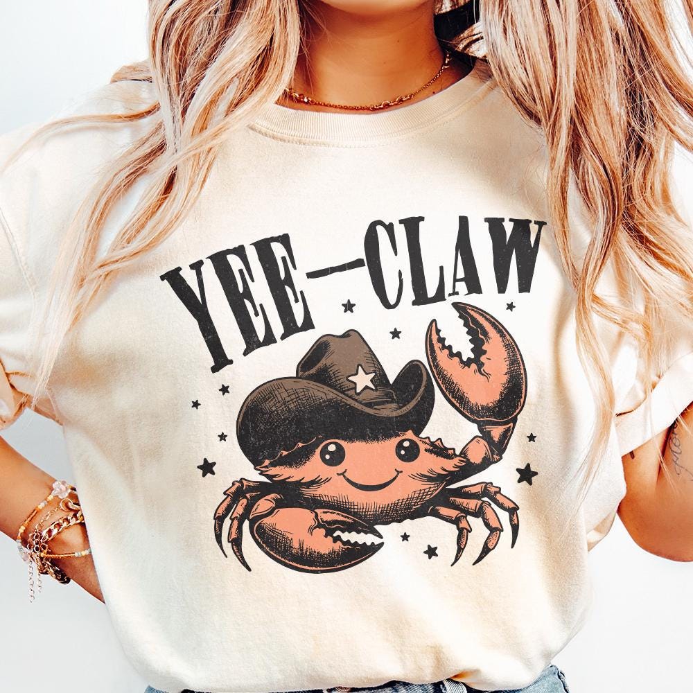 Yee Claw Crab png, Funny Cowboy Crab - 300 DPI Design for T-Shirt