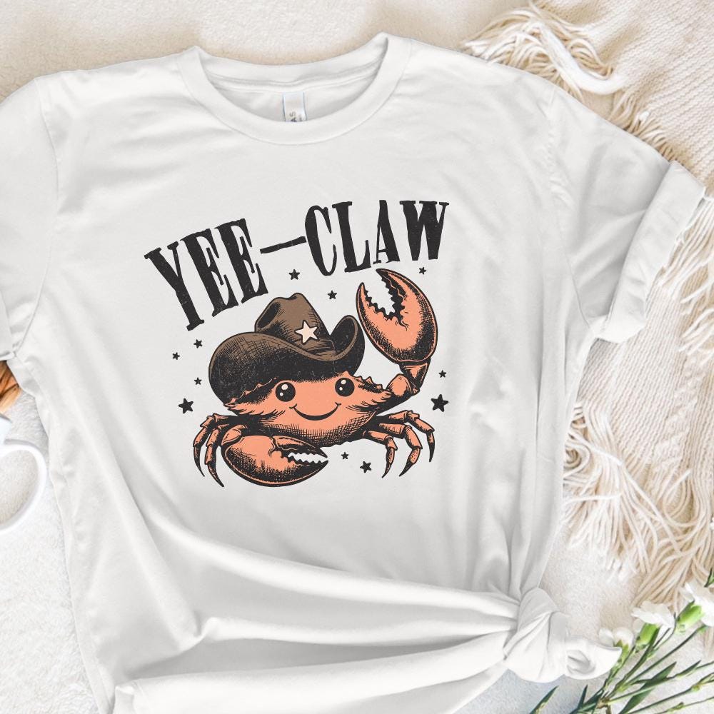 Yee Claw Crab png, Funny Cowboy Crab - 300 DPI Design for T-Shirt