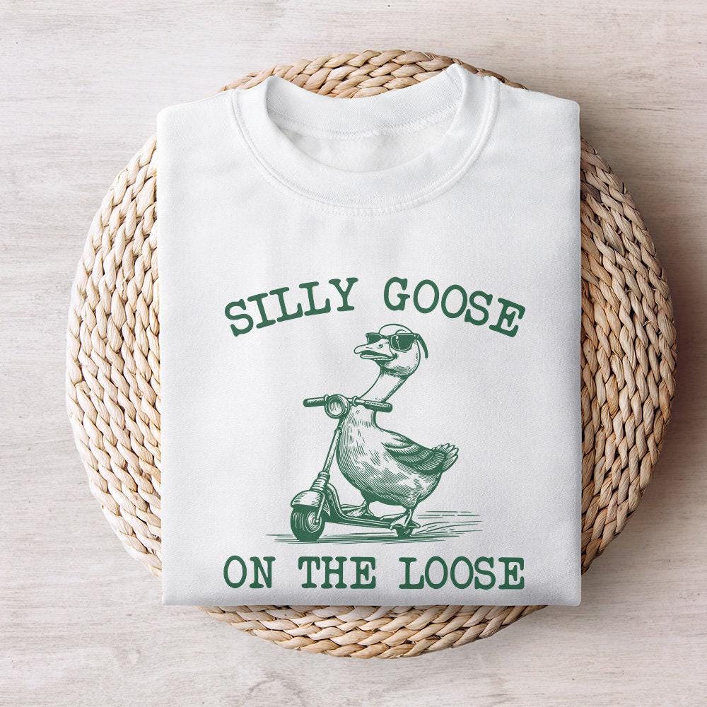 Silly Goose on the Loose PNG, Vintage Goose - 300 DPI Design for T-Shirt