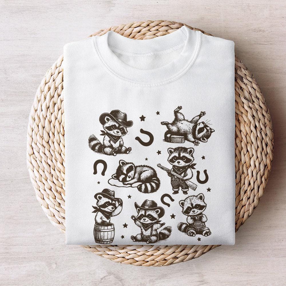 Vintage Cowboy Raccoon Western Cowboy Cowgirl Desert Style PNG, Retro