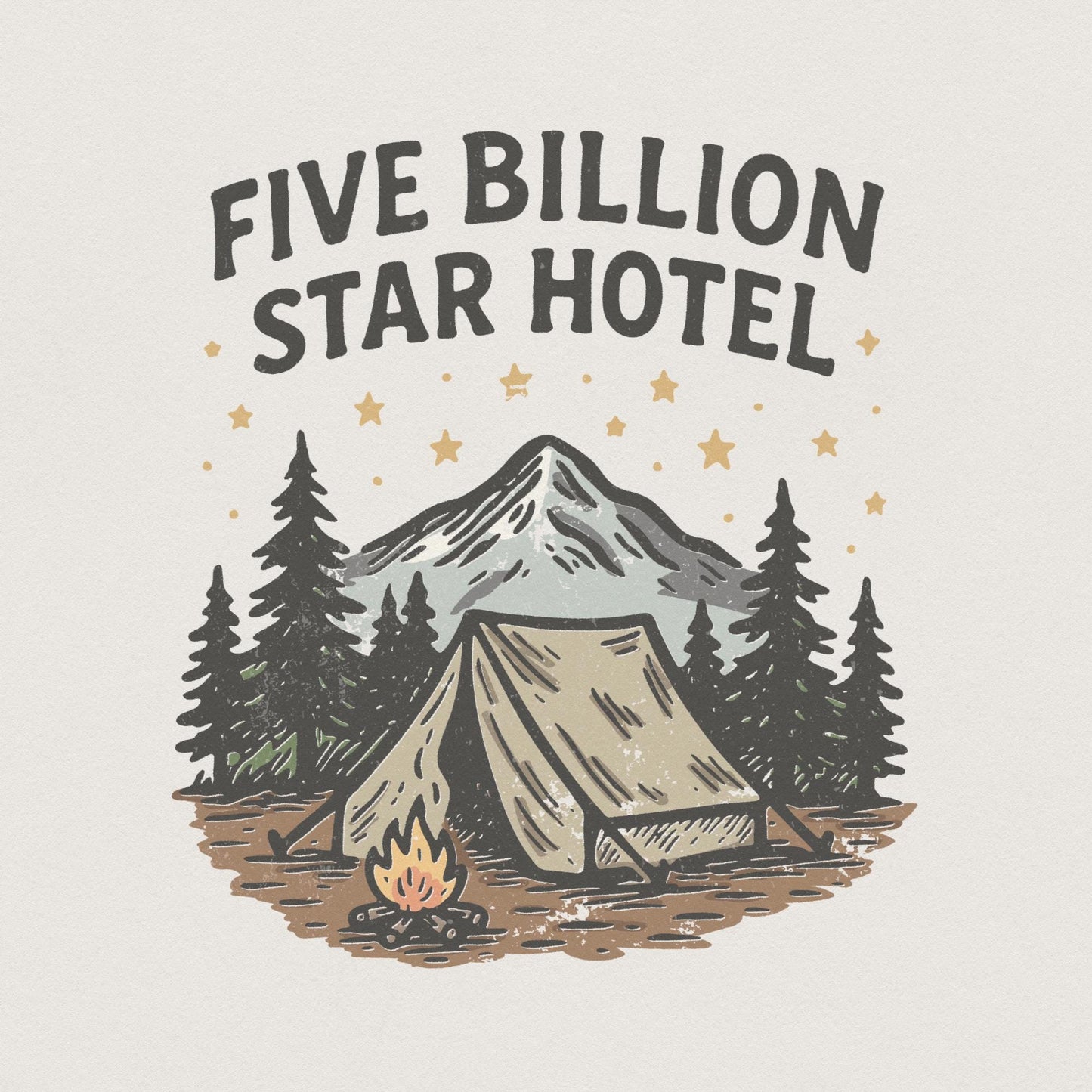 Five Billion Star Hotel PNG, Camping T-Shirt Design - 300 DPI Design for