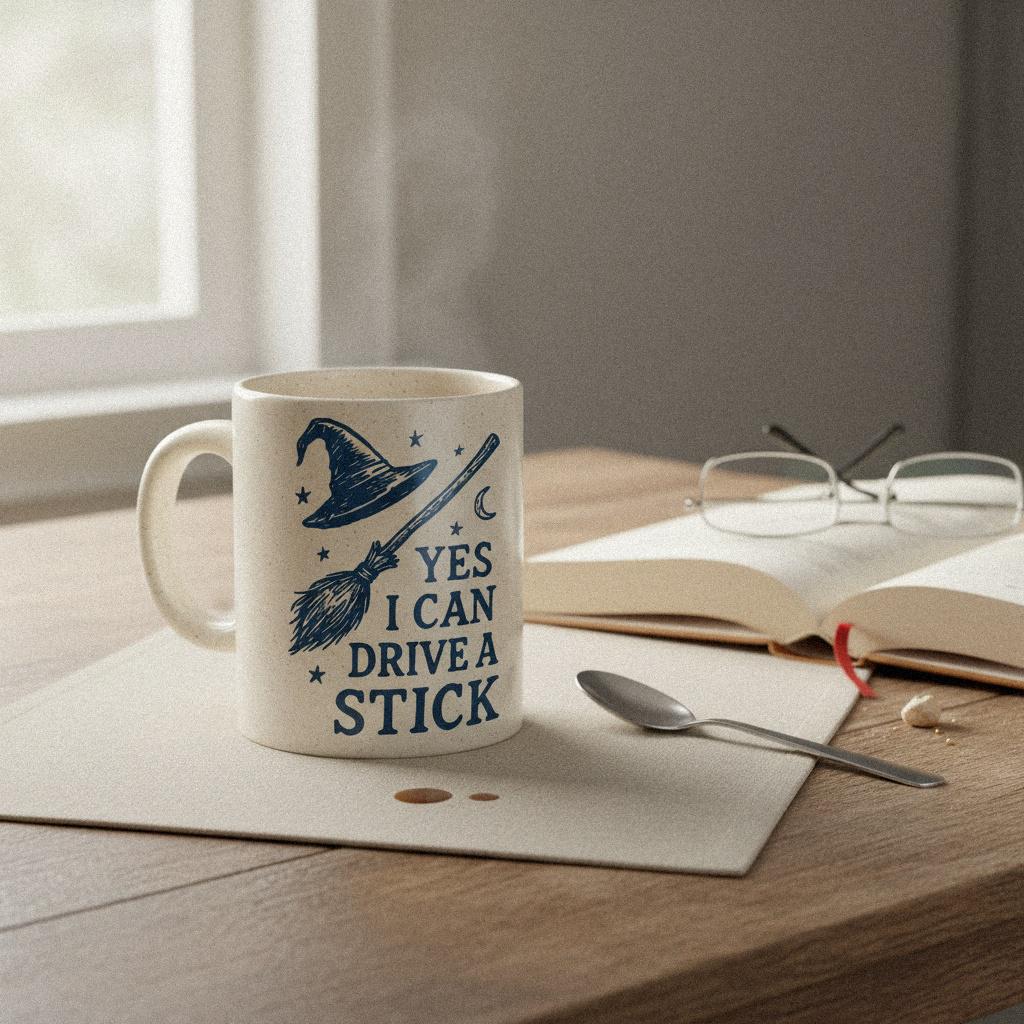 Yes I Can Drive a Stick PNG, Witch Hat Broom Digital Download - 300 DPI