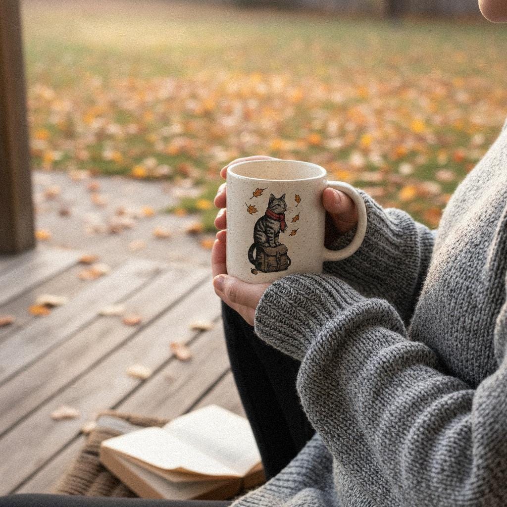 This Is A Digital Download, Autumn Cat PNG With Scarf - 300 DPI Design