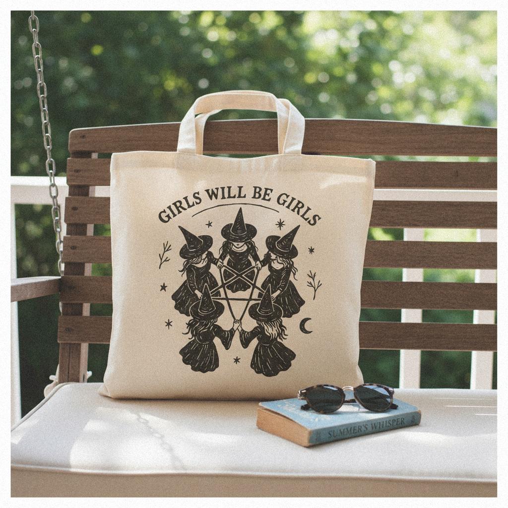 Girls Will Be Girls PNG, Witch Circle Clipart - 300 DPI Design for T-Shirt