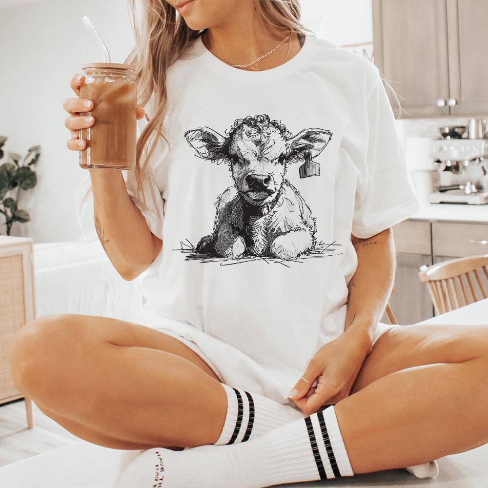 Adorable Calf PNG, Cute Farm Animal - 300 DPI Design for T-Shirt