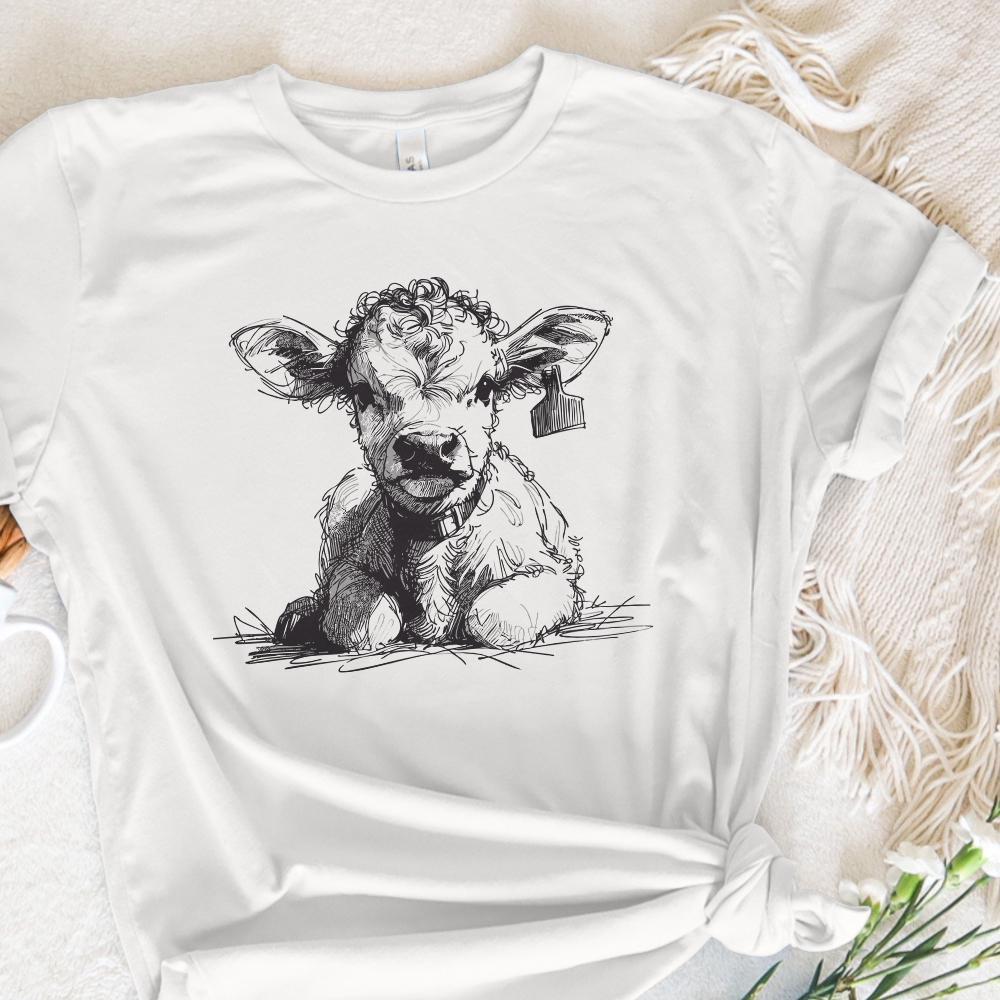 Adorable Calf PNG, Cute Farm Animal - 300 DPI Design for T-Shirt