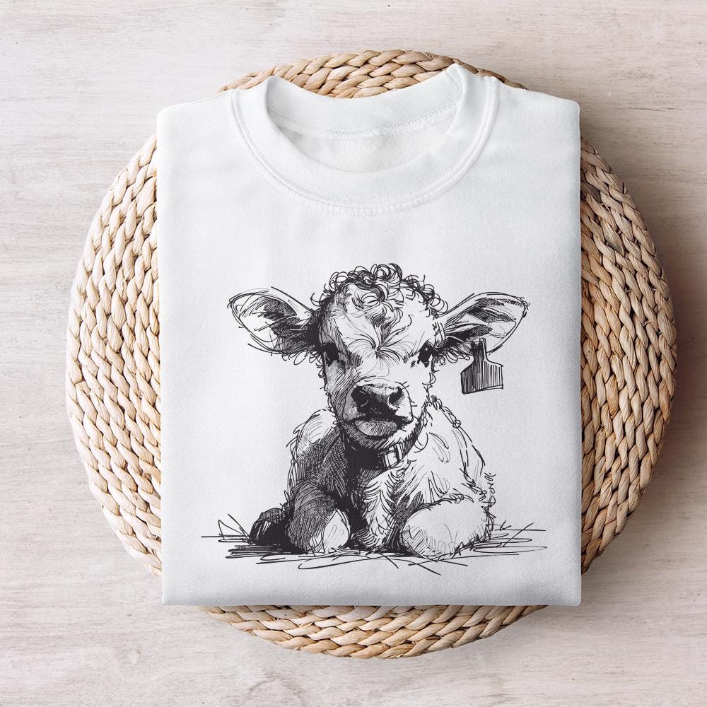 Adorable Calf PNG, Cute Farm Animal - 300 DPI Design for T-Shirt