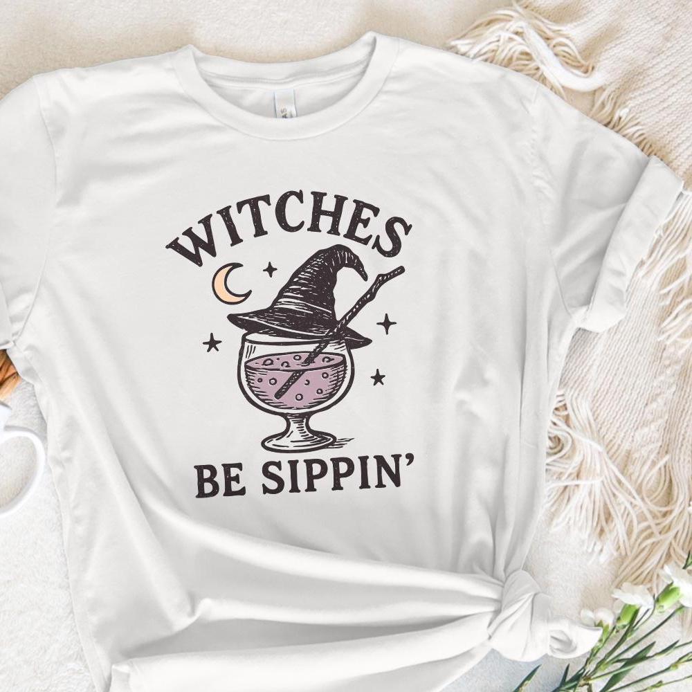 Witches Be Sippin' PNG, Funny Witch Hat and Potion Drink Art - 300 DPI
