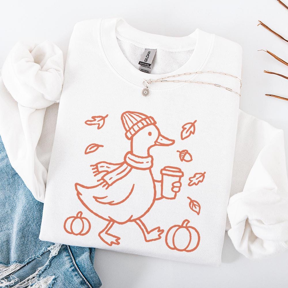 Autumn Vibes Duck PNG, Cute Fall Animal Coffee Design - 300 DPI Design
