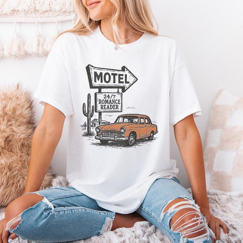 24/7 Romance Reader Motel PNG, Retro Car Art Digital Download - 300 DPI