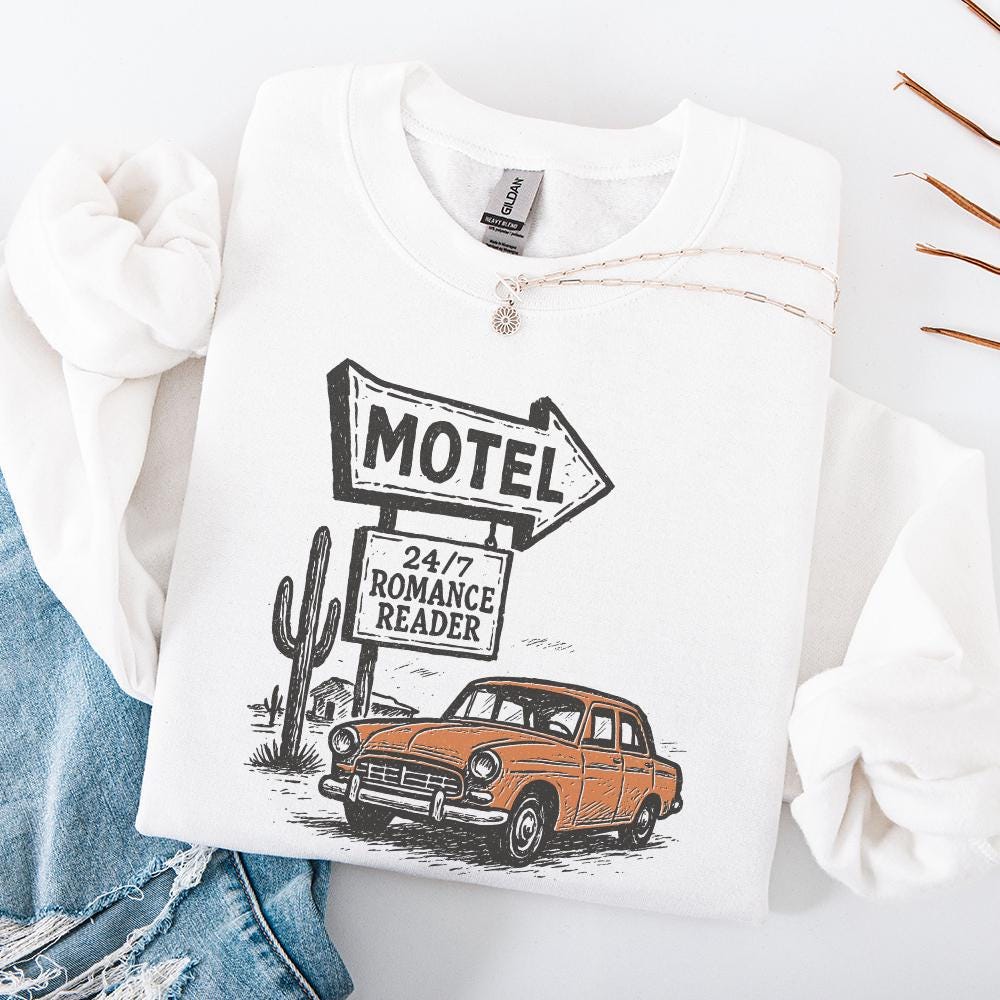 24/7 Romance Reader Motel PNG, Retro Car Art Digital Download - 300 DPI