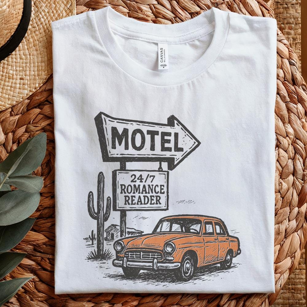 24/7 Romance Reader Motel PNG, Retro Car Art Digital Download - 300 DPI
