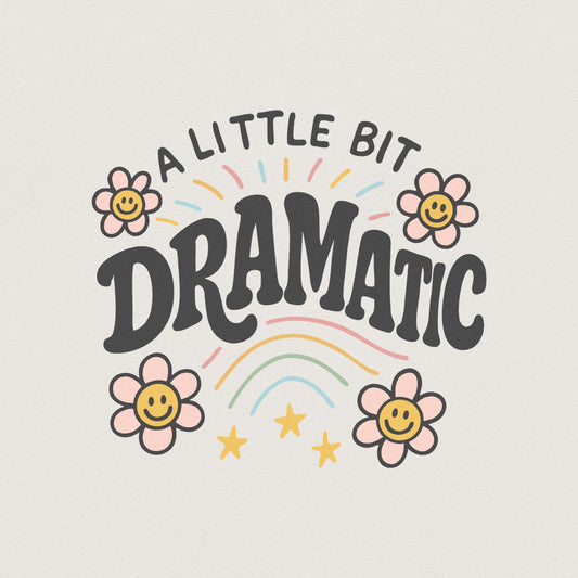 A Little Bit Dramatic PNG, Cute Retro Flowers and Rainbow Digital Art -